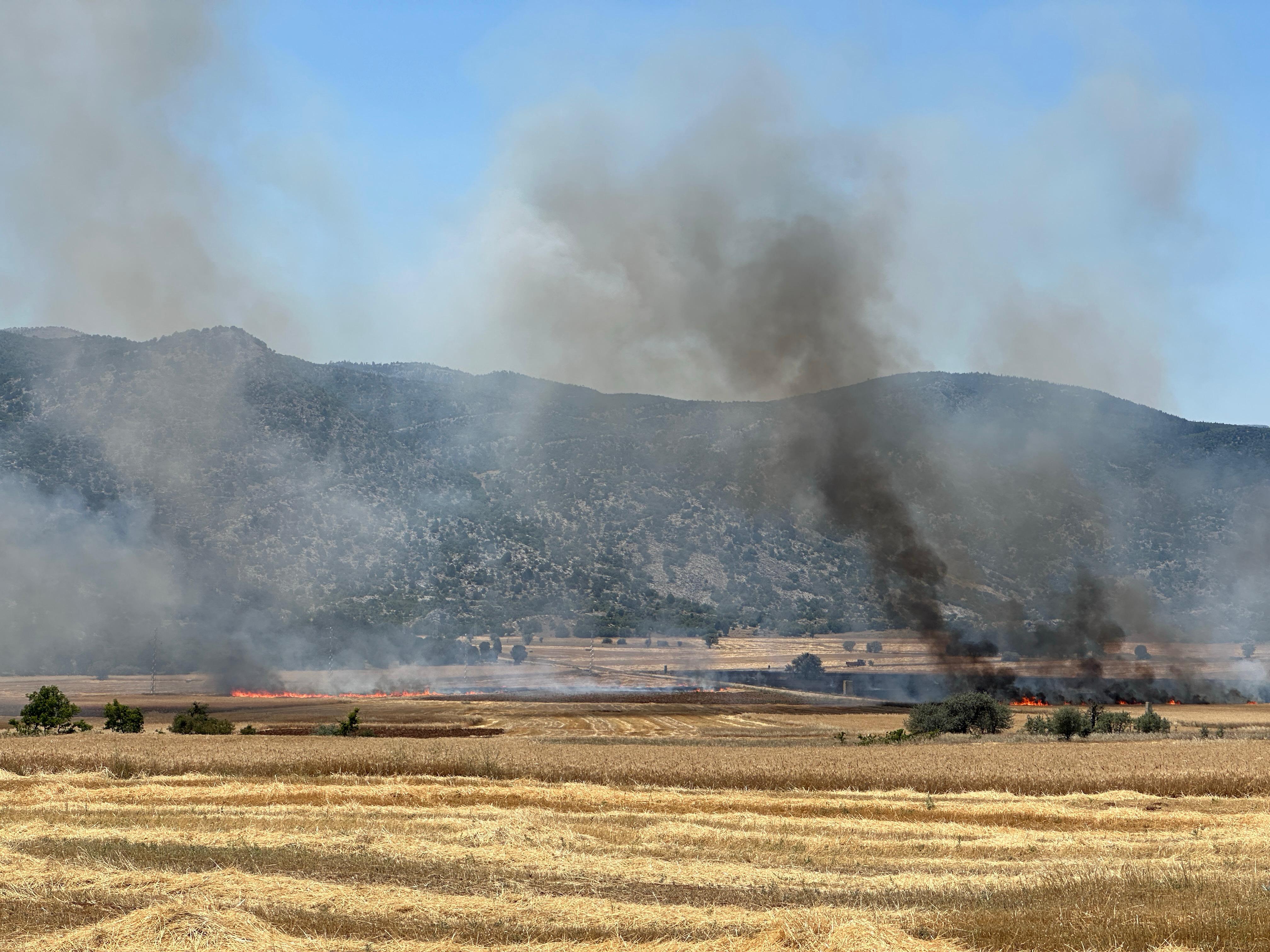 Ahırlı'da Tarım Arazisinde Çıkan Yangın, Vatandaşların Yardımıyla Söndürüldü