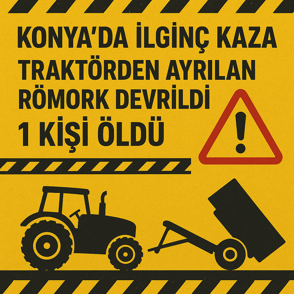 Konya’da ilginç kaza  traktörden ayrılan römork devrildi! 1  kişi  öldü 3 kişi yaralandı