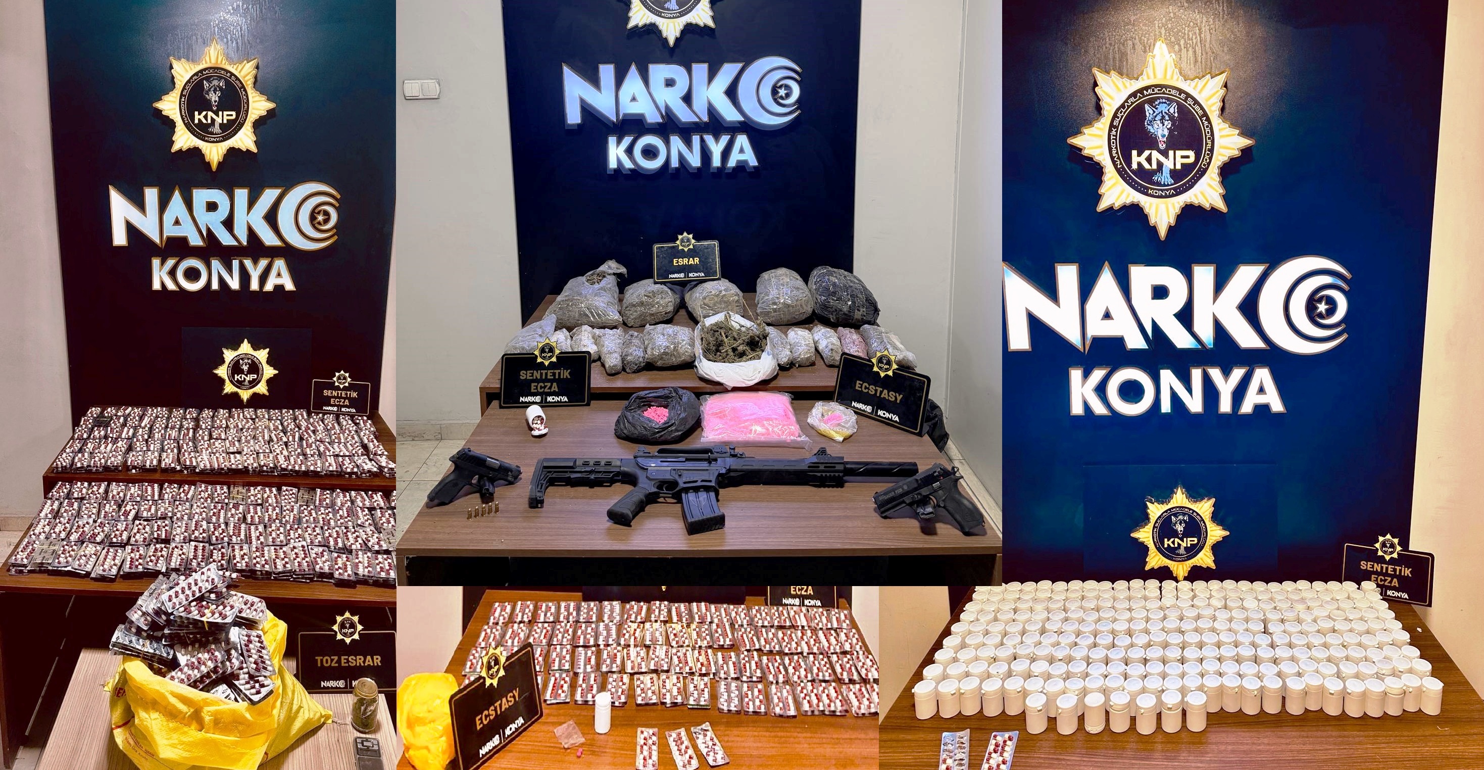 KONYA'DA UYUŞTURUCU TRAFİĞİNE AĞIR DARBE VURULDU: 110 KİŞİ TUTUKLANDI