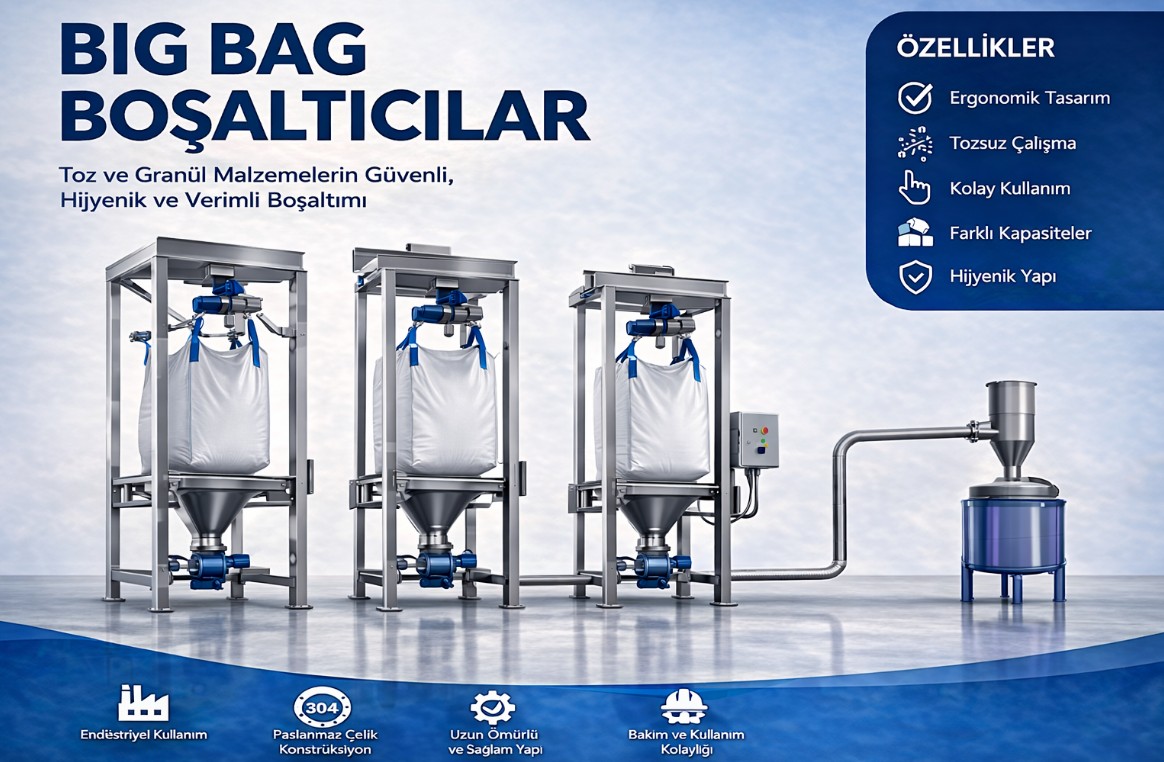 Big Bag Boşaltma İstasyonları İle Tozsuz ve Güvenli Endüstriyel Hammadde Transferi