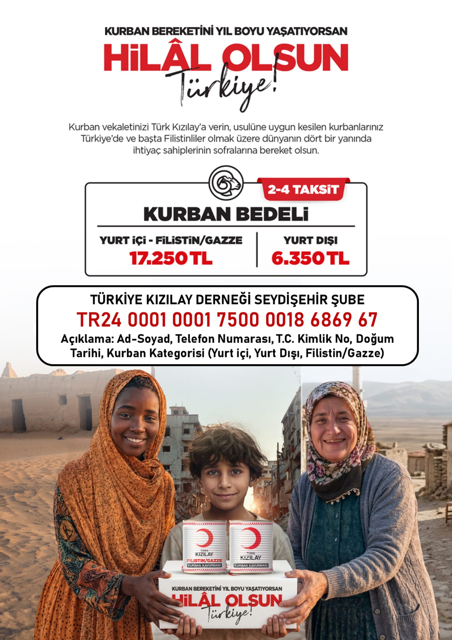 KIZILAY  SEYDİŞEHİR ŞUBE  BAŞKANLIĞINDAN 2026 KURBAN  AÇIKLAMASI 