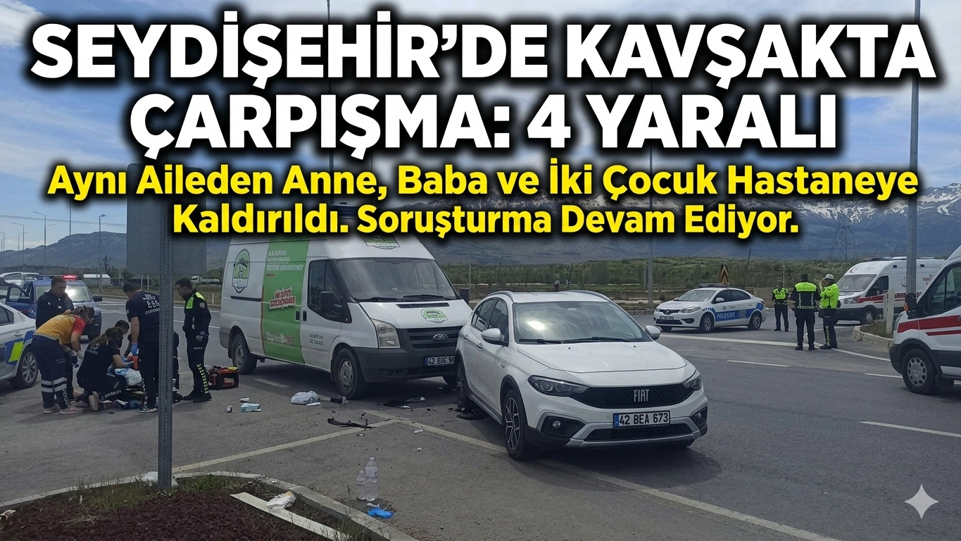Seydişehir  Beyeşehir   karayolun  Trafik   kazası  Aynı  aileden 4   kişi yaralı