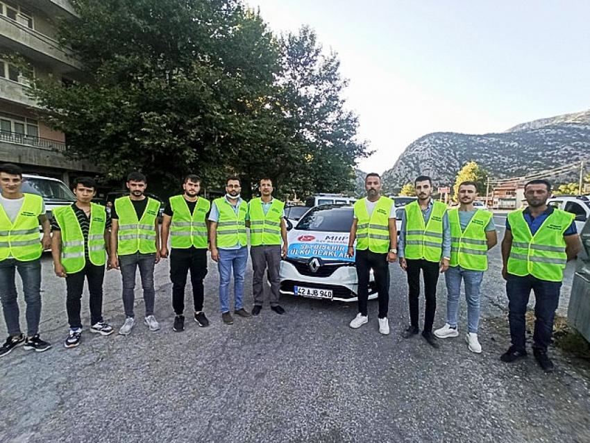 Seydişehir Ülkü Ocakları  yardım için yangın bölgesinde 