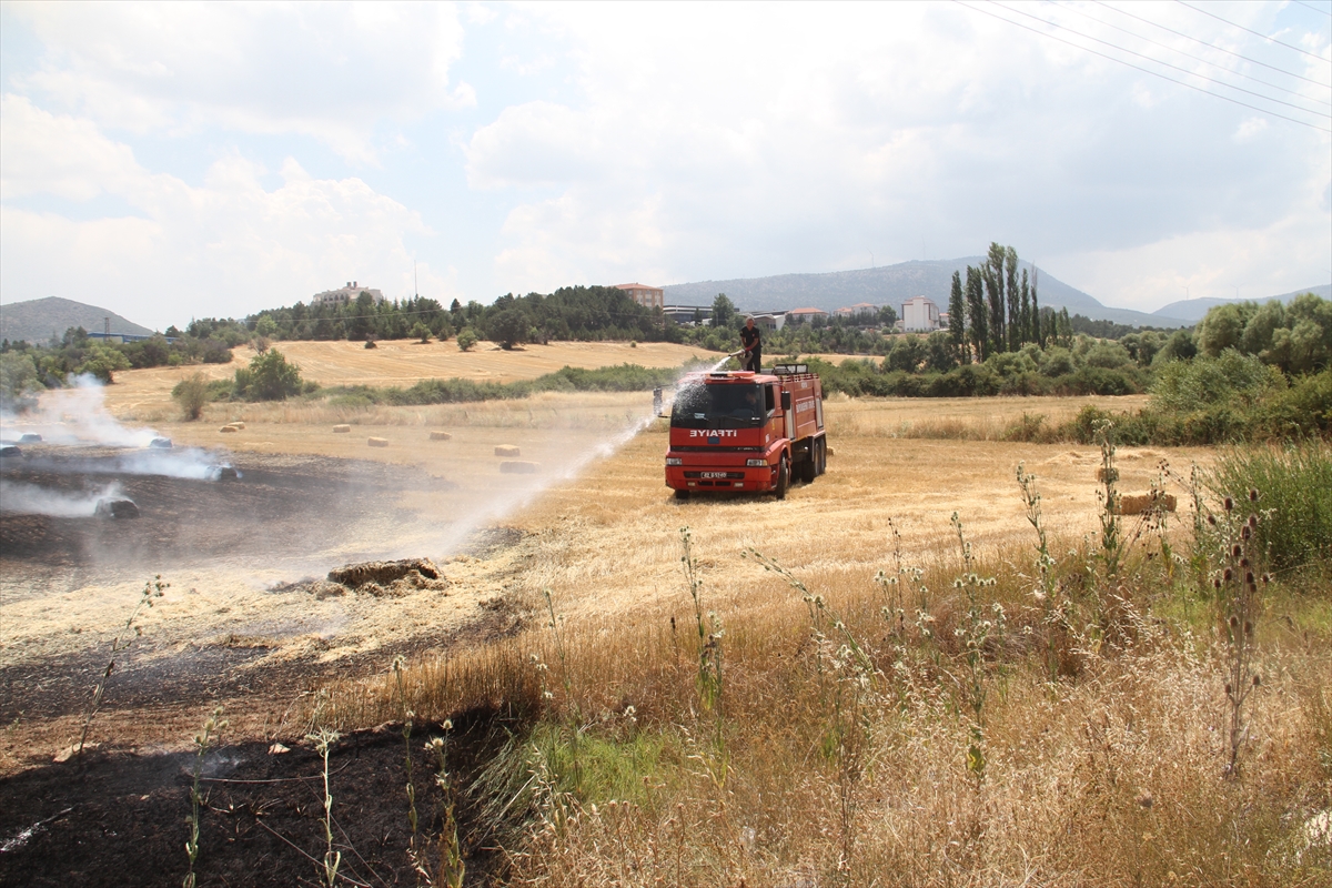 Konya'da ekin tarlasında çıkan yangın büyümeden söndürüldü - Görsel 1