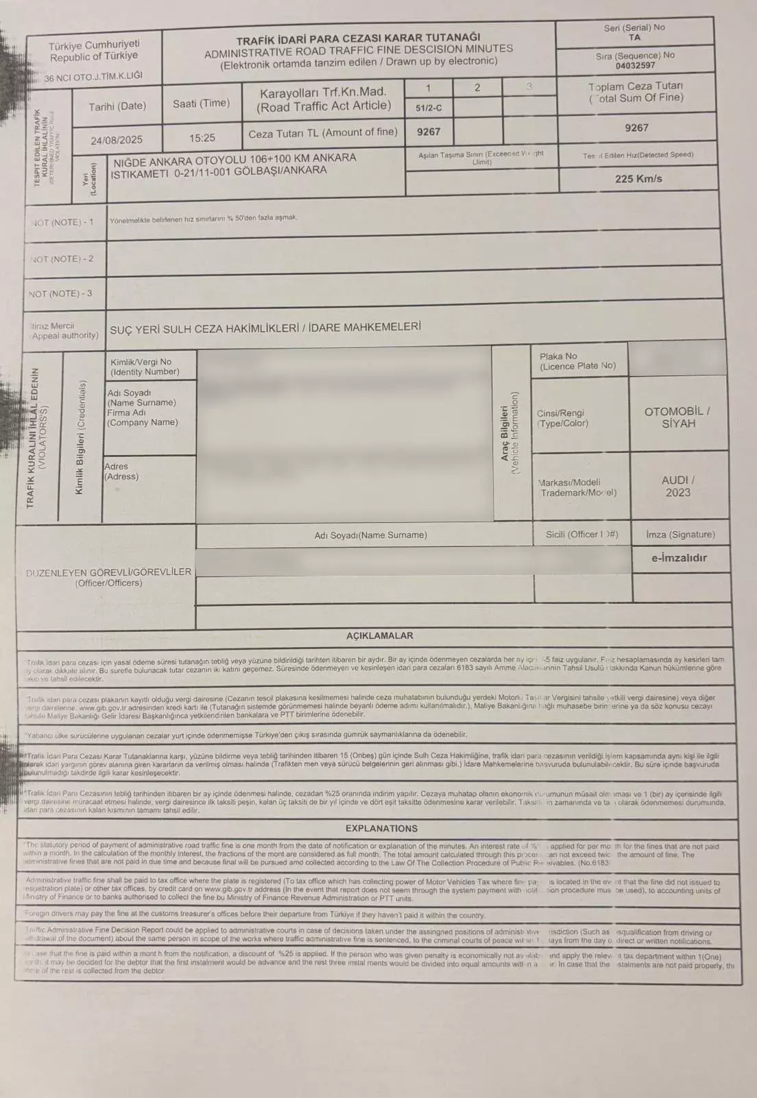 Ulaştırma Bakanı Uraloğlu'na Hız Cezası:  - Görsel 1