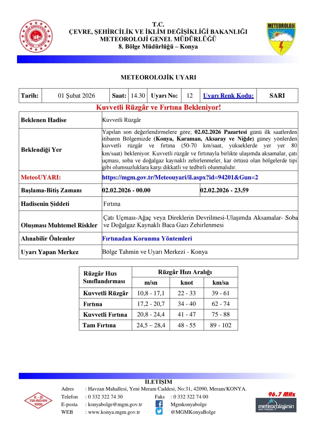Meteoroloji’den "Sarı Kodlu" Uyarı: Seydişehir’de Fırtına Alarmı! - Görsel 1