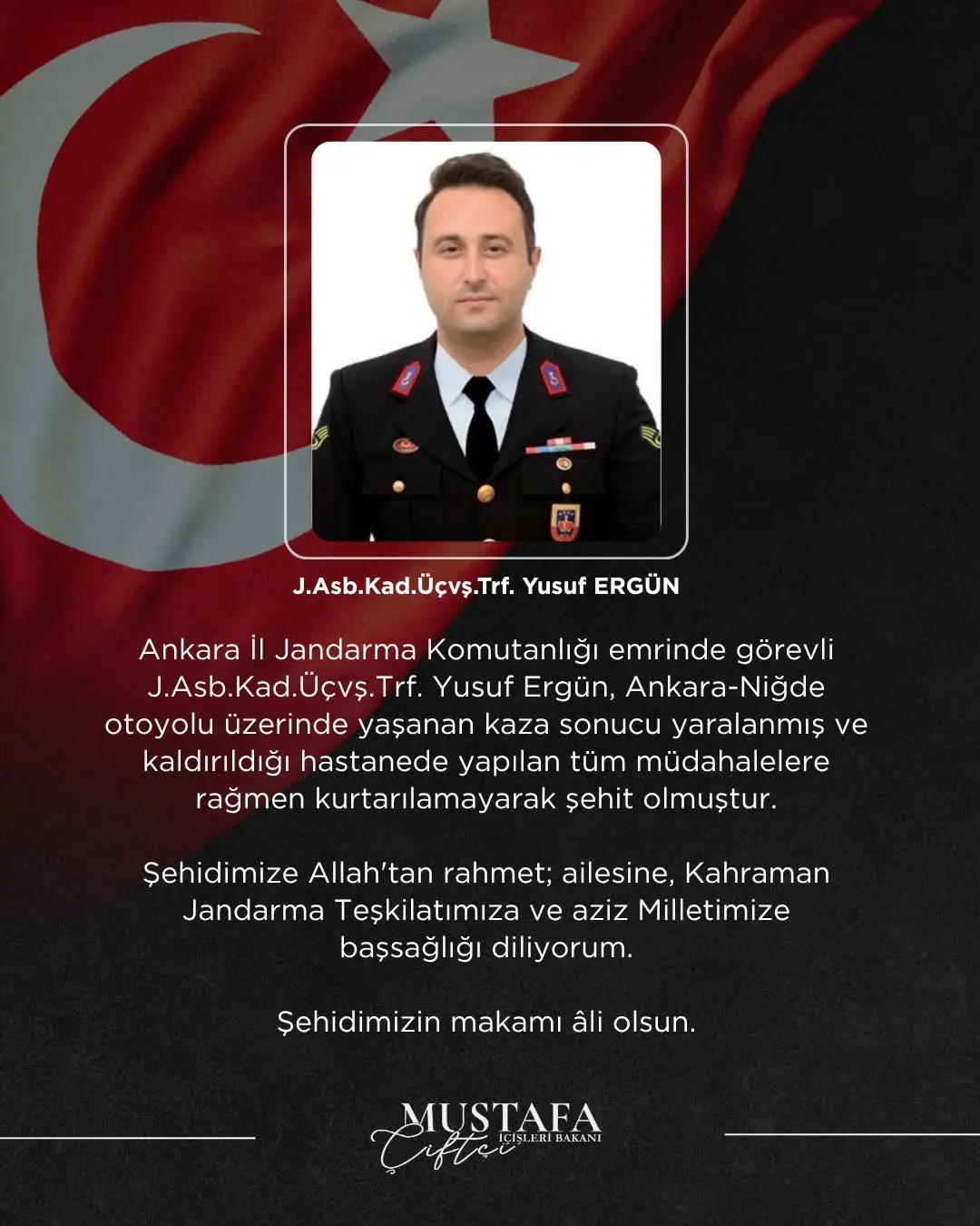 Jandarma Astsubay Üstçavuş Yusuf Ergün Görevi Başında Şehit Oldu - Görsel 1