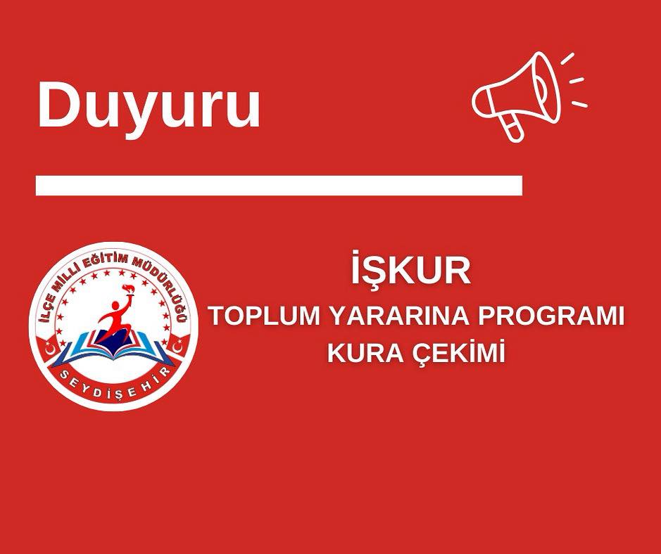 Seydişehir İlçe Milli Eğitim Müdürlüğü'nde TPY Kapsamında Temizlik Personeli Alımı İçin Kura Çekimi Düzenlenecek