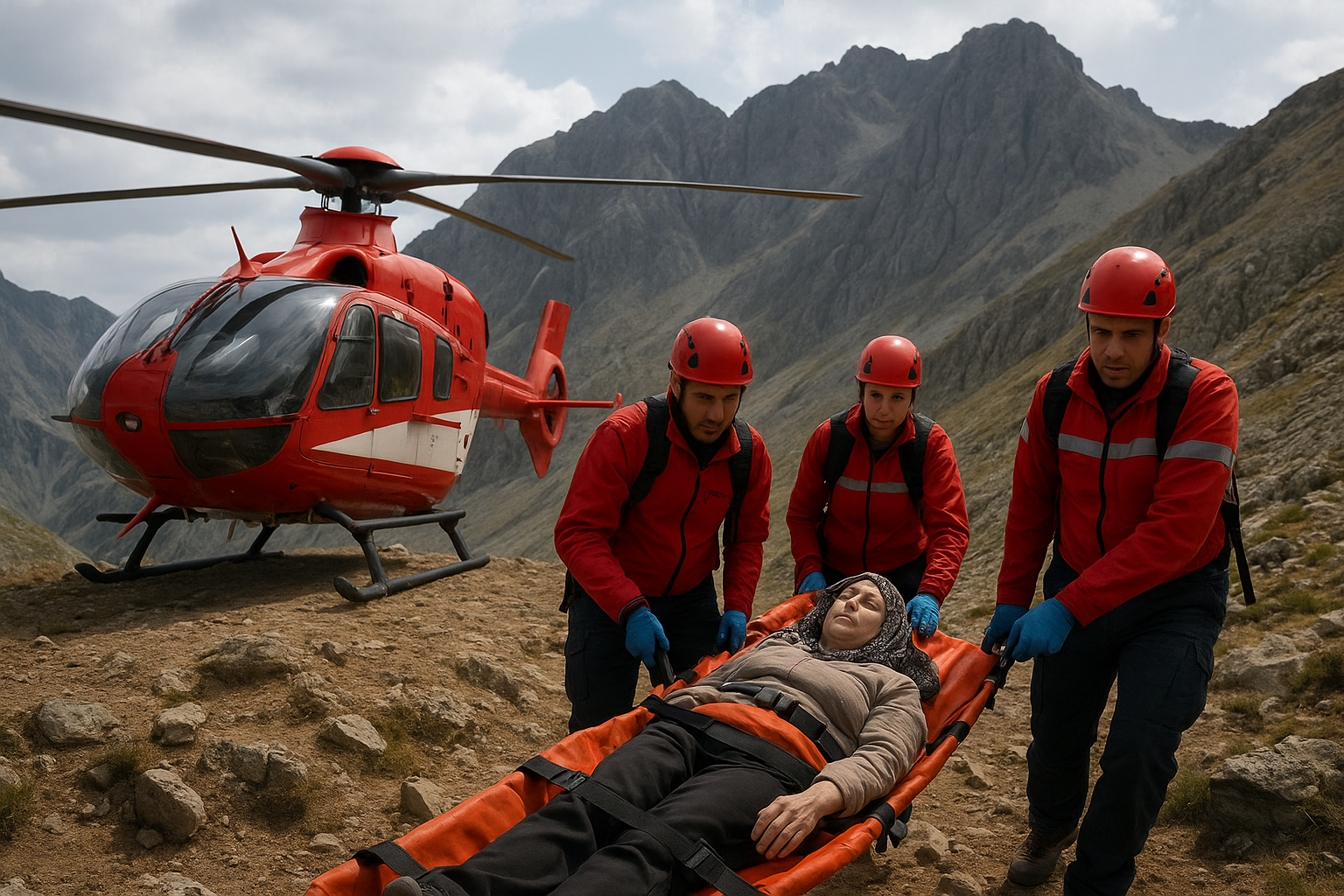 Seydişehir'de Helikopterle Zorlu Kurtarma: Küpe Dağı'nda Rahatsızlanan  Yörük Kadın Hastaneye Uçuruldu