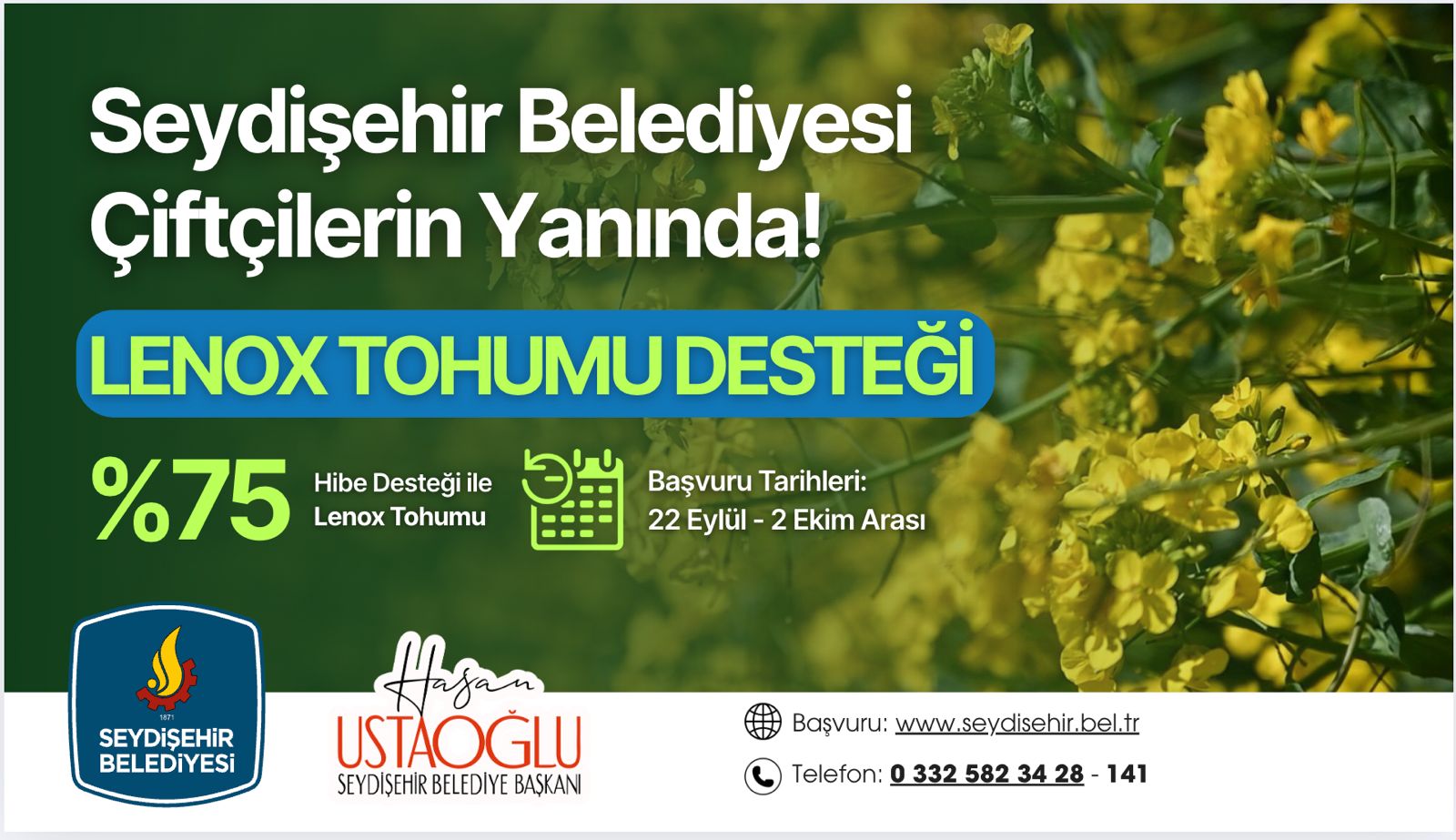 BELEDİYEDEN ÇİFTÇİLERE LENOX TOHUM DESTEĞİ