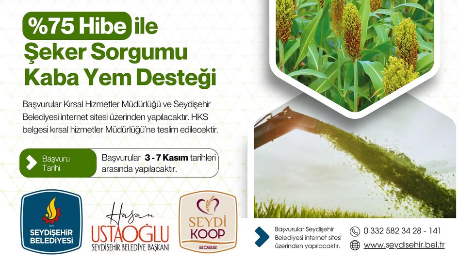 BELEDİYEDEN HİBE İLE ŞEKER SORGUMU KABA YEM DESTEĞİ 