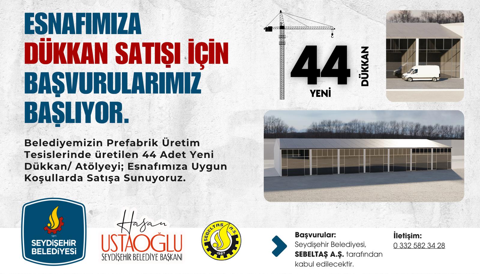 BELEDİYEDEN 44 ADET YENİ DÜKKAN İÇİN BAŞVURULAR BAŞLADI