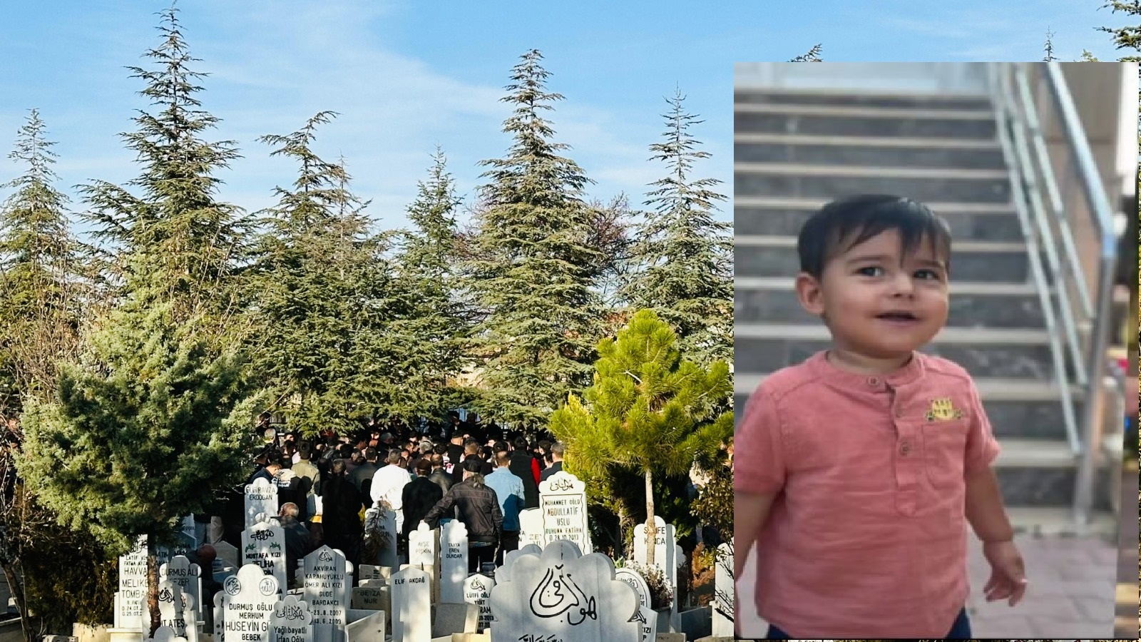 Kazada  ölen 4  yaşındaki Mehmet Emin Son Yolculuğuna Gözyaşlarıyla Uğurlandı