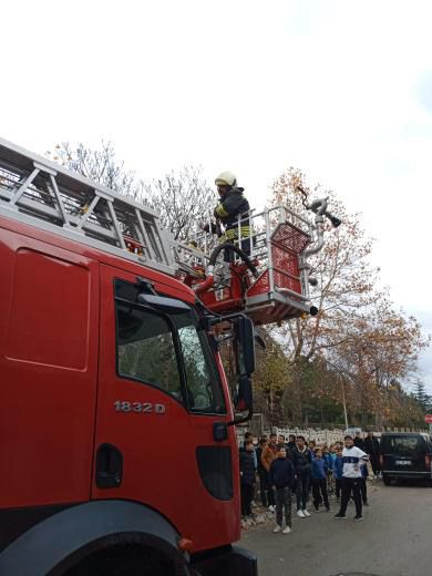 Seydişehir'de, çatıda mahsur kalan kedi itfaiyenin yardımıyla kurtarıldı