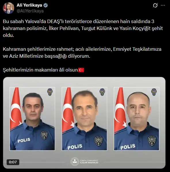 DEAŞ operasyonunda şehit olan 3 polisin kimlikleri belli oldu