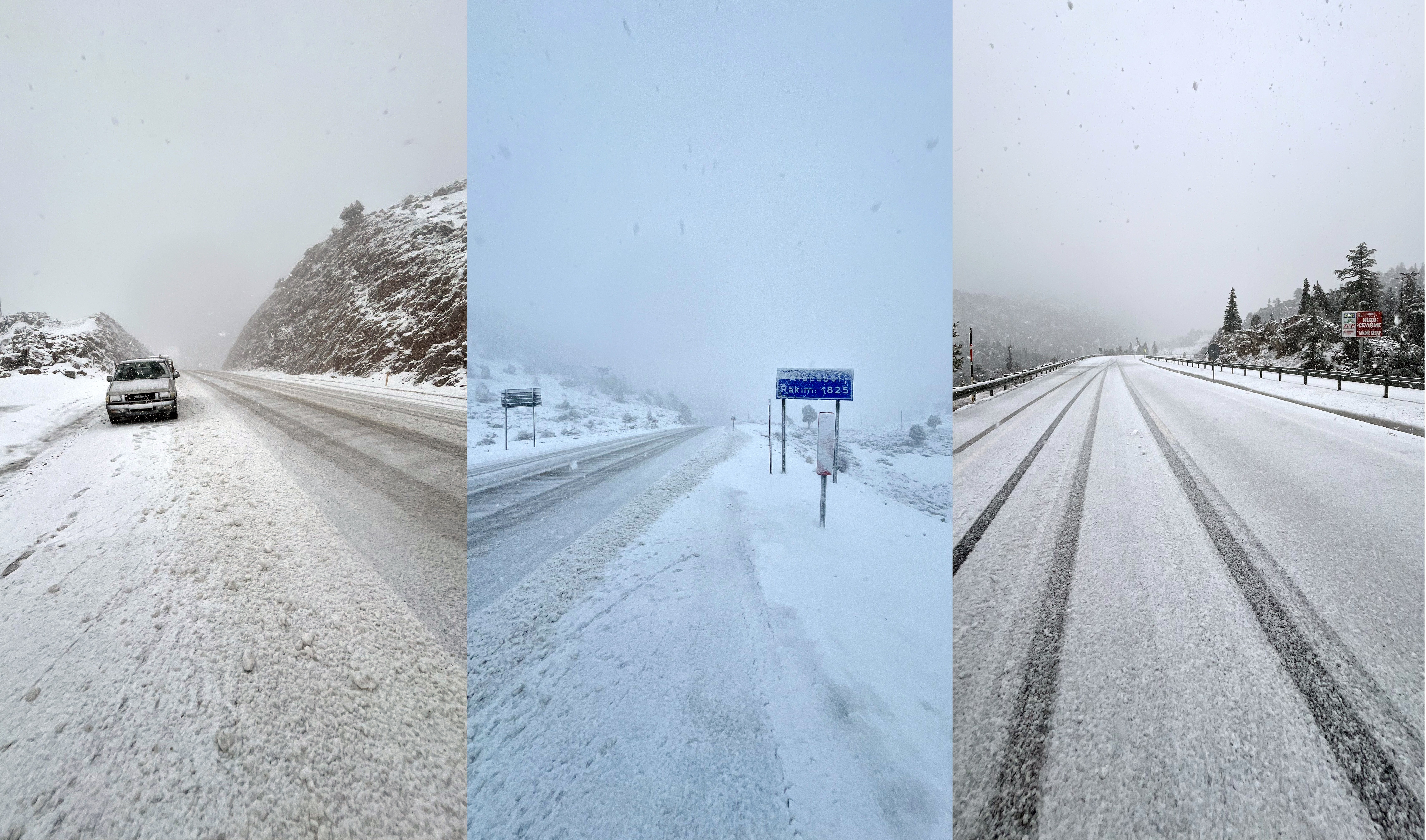 Antalya- Konya yolunda kar  kalınlığı 10 cm yi    geçti.
