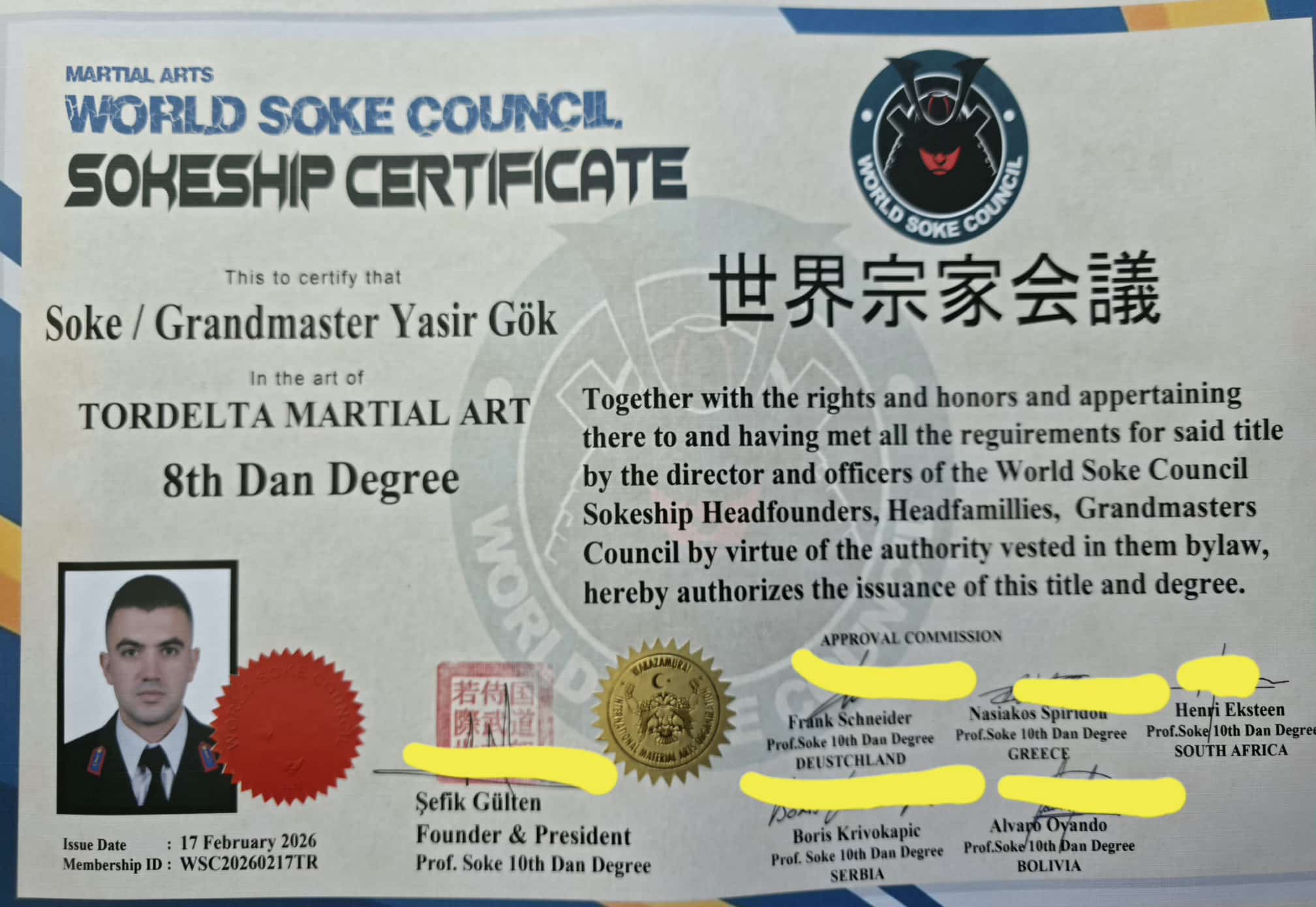 SALİH YASİR GÖK “GRANDMASTER” UNVANIYLA TESCİLLENDİ