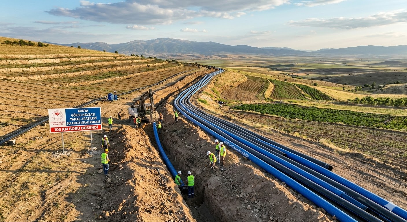 Konya Tarımında "Altın" Dokunuş: 105 Kilometre Boru Döşendi, Binlerce Kişiye İş Kapısı Açılıyor!