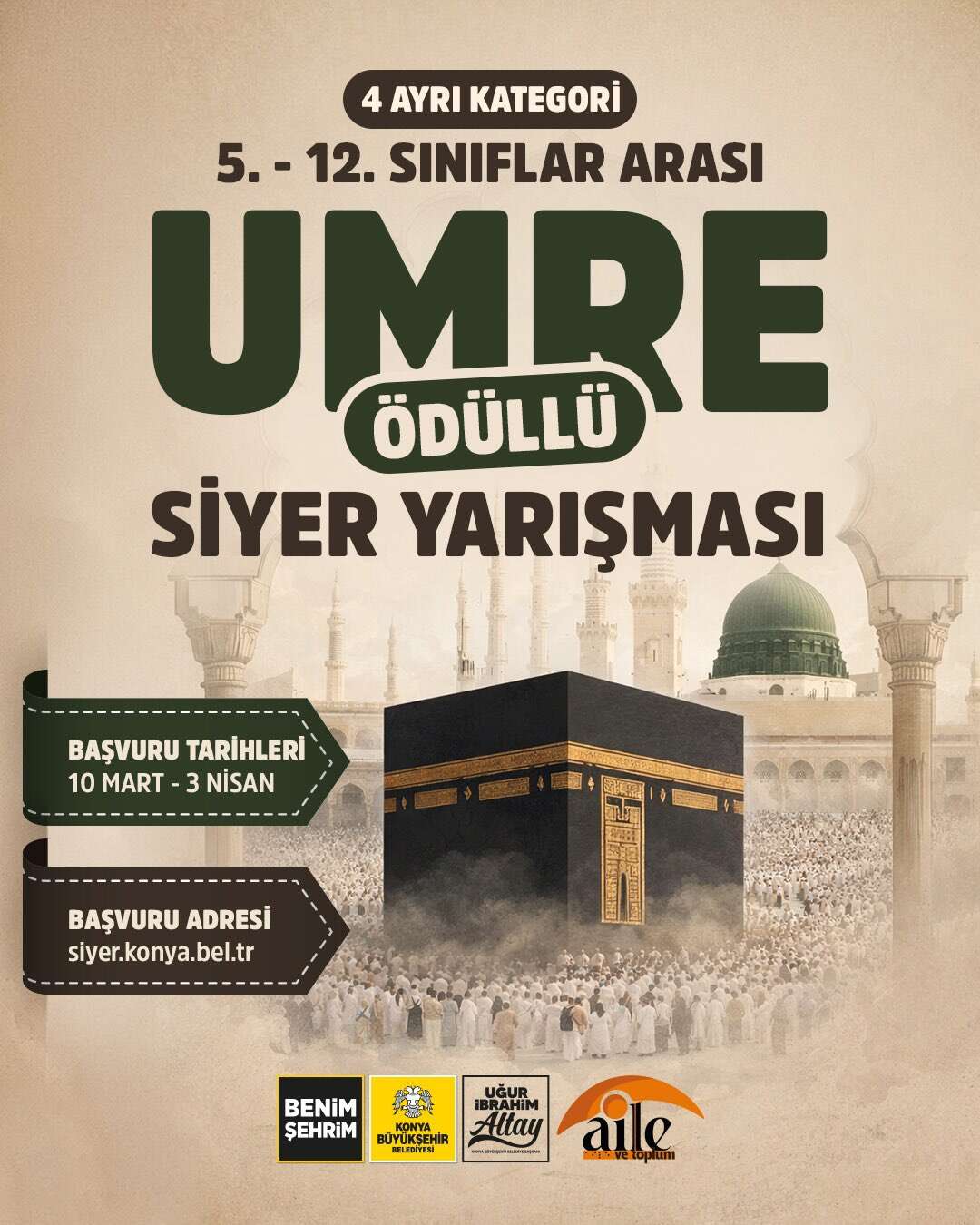 Konya Büyükşehir’den ödüllü siyer yarışması! 100 öğrenci ailesiyle umreye gidecek