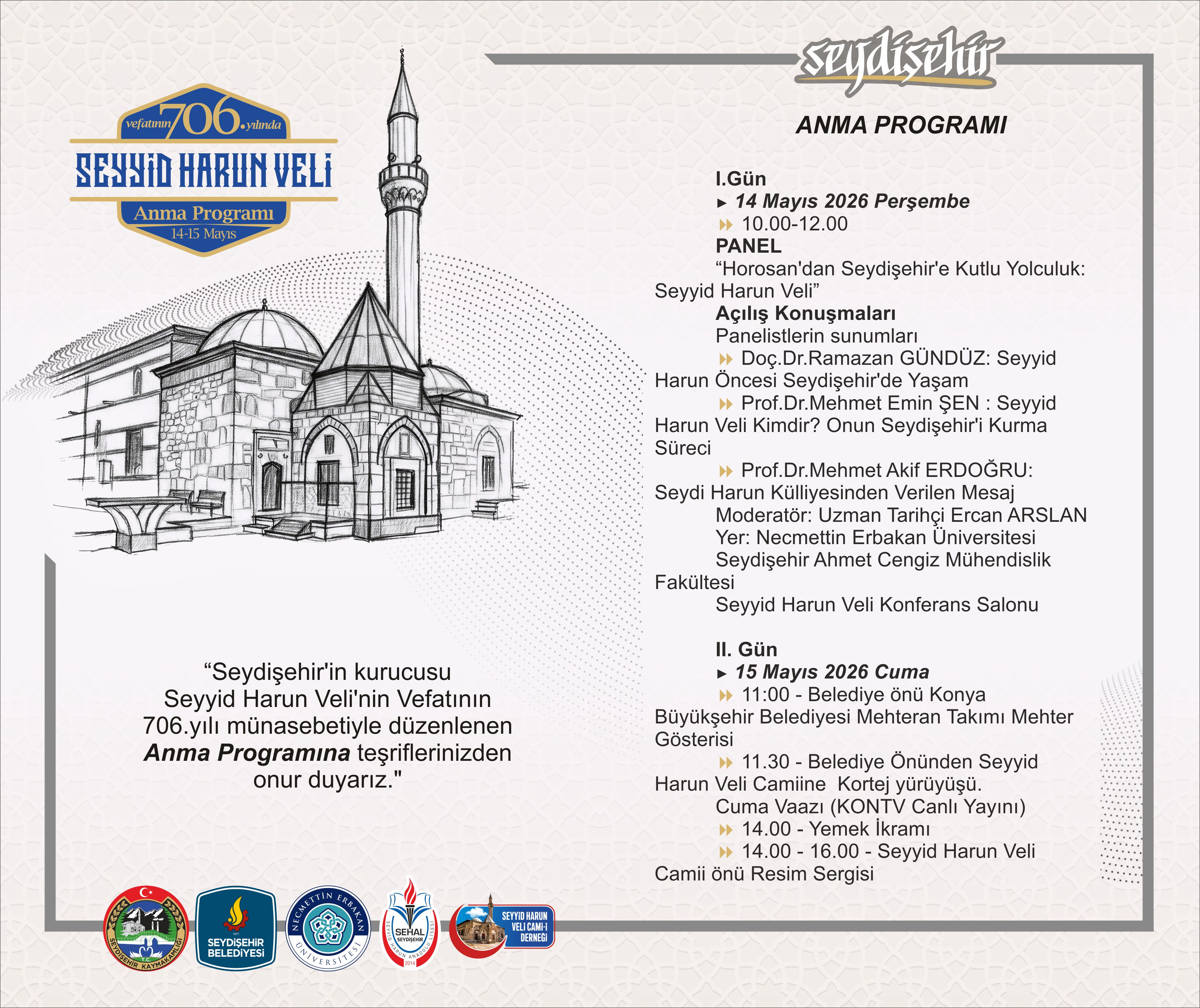 SEYYİD HARUN VELİ ANMA ETKİNLİKLERİ BAŞLIYOR