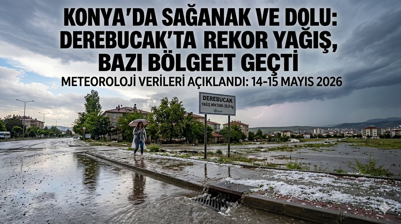 Konya’da Sağanak   ve Dolu : Derebucak Yağışta Zirveyi Gördü, Bazı İlçeler Teğet Geçti