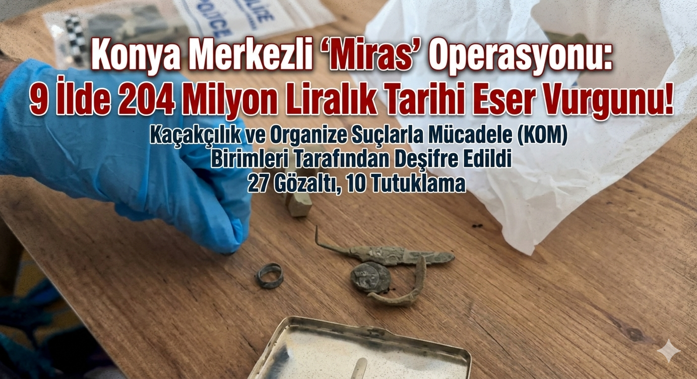 Konya Merkezli "Miras" Operasyonu: 9 İlde 204 Milyon Liralık Tarihi Eser Vurgunu!