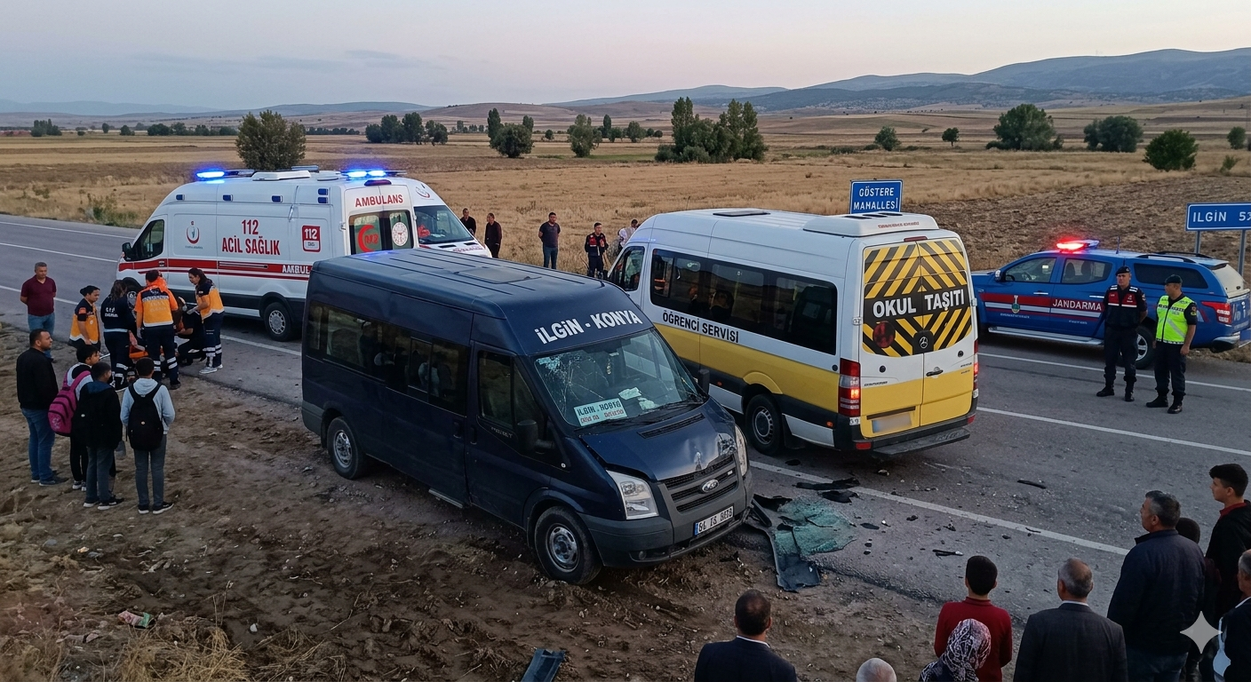 Konya’da Öğrenci Servisi ile Minibüs Çarpıştı: 14 Yaralı