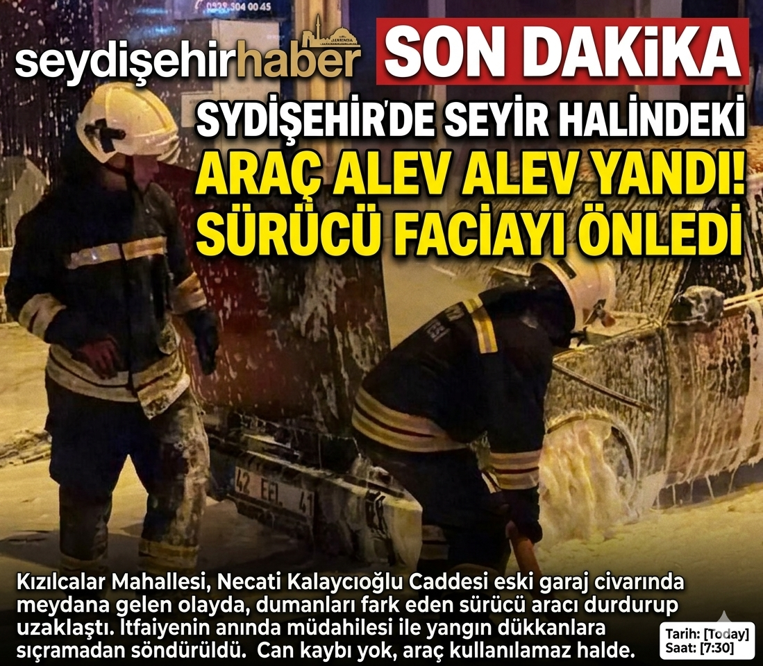 SON DAKİKA | Seydişehir'de Seyir Halindeki Otomobil Alev Alev Yandı!