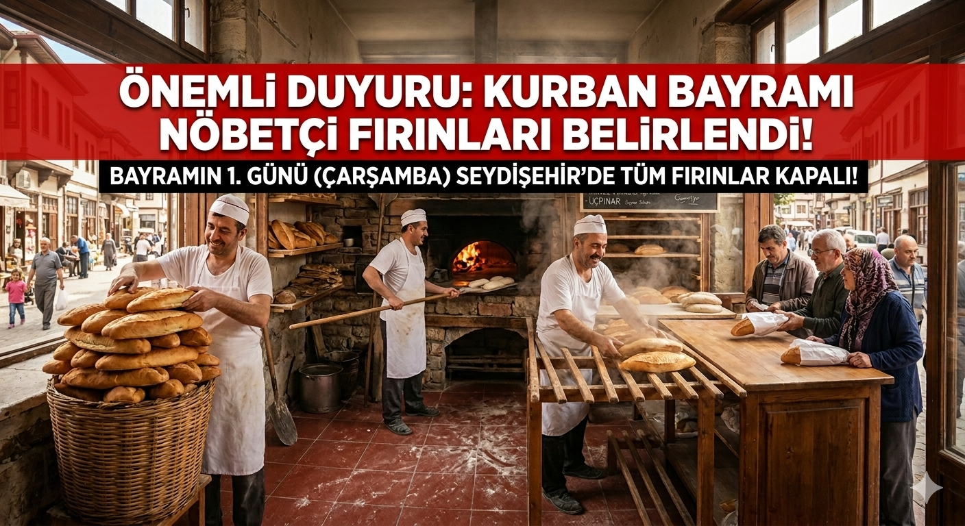 ? SEYDİŞEHİR'DE KURBAN BAYRAMI NÖBETÇİ FIRINLAR LİSTESİ