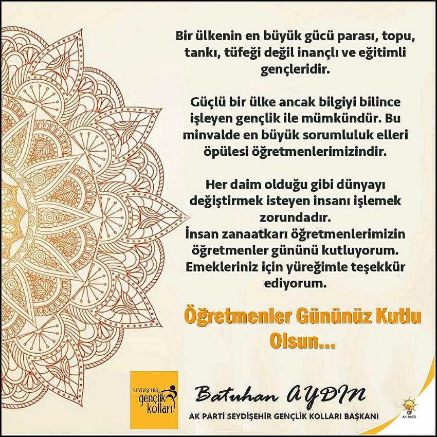 Ak Parti Gençlik  Kollarından  Öğretmenler günü Mesajı