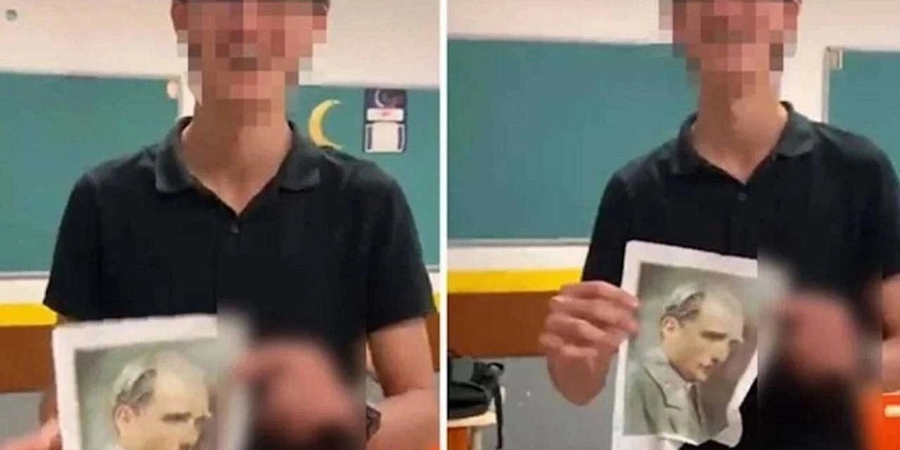 Atatürk fotoğrafıyla uygunsuz hareketler yapan liseli tutuklandı