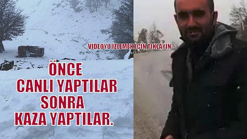  Beş kişinin  yaralandığı kazada önce  canlı yaptılar  sonra  kaza  yaptılar