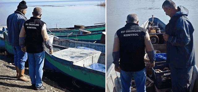 Beyşehir Gölü'nde yağ balığı denetimi: Avlanan balıklara el konuldu