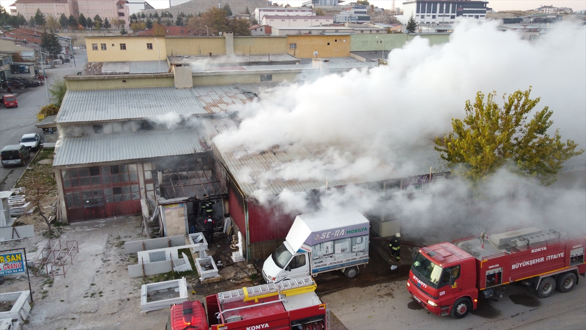 Beyşehir sanayi sitesinde yangın çıktı