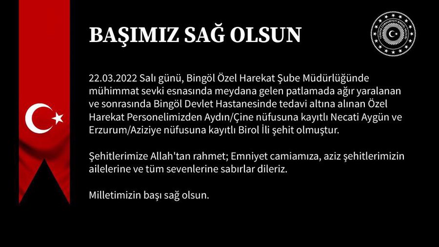 Bingöl Özel Harekat Şube Müdürlüğü'nde patlama: 2 polis şehit oldu