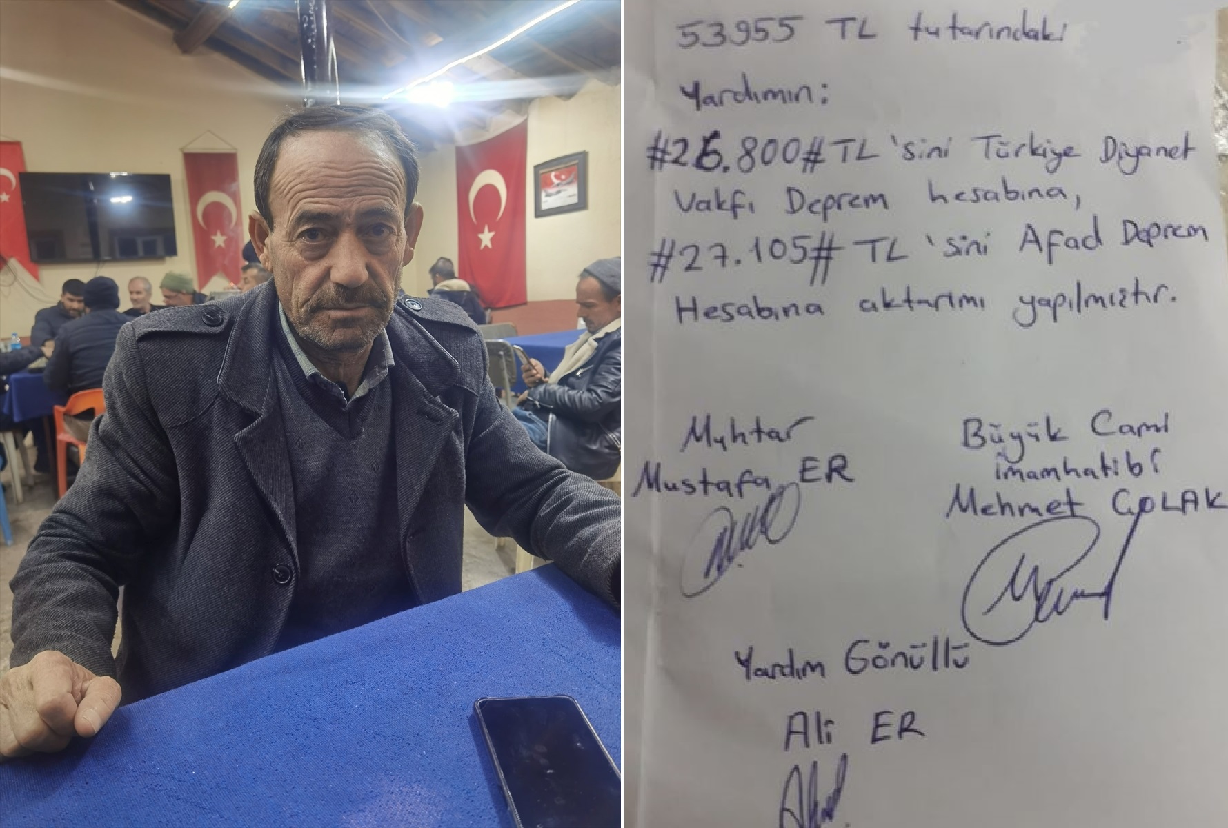Bozkır'da yaşayan mahalle muhtarı maaşını AFAD'a bağışladı