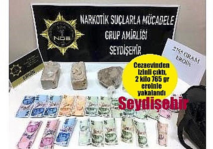 Cezaevinden izinli çıktı, 2 kilo 765 gram eroinle yakalandı