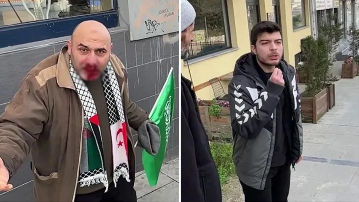 Filistin yürüyüşünden dönen vatandaşa açtığı bayrak nedeniyle yumruk atan şahıs tutuklandı