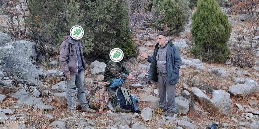 Giden Gelmez Dağlarında  yasak bölgede  avlanırken yakalandı