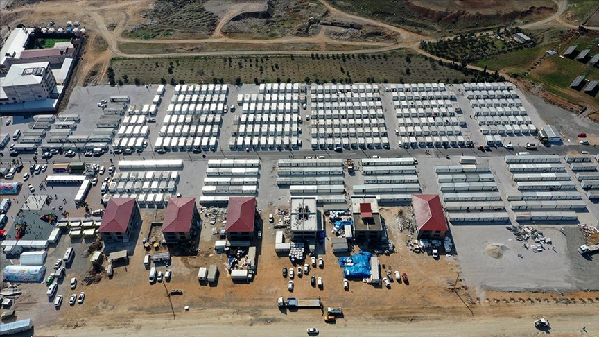İslahiye'deki geçici barınma alanı havadan görüntülendi