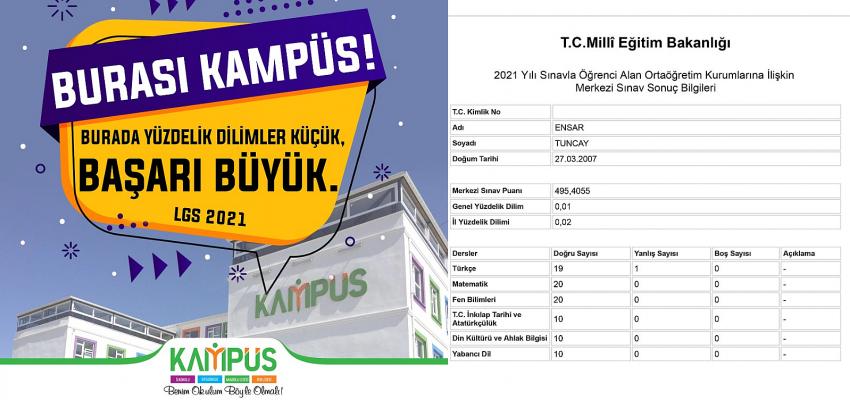 KAMPÜS OKULLARINDA LGS DE BÜYÜK BAŞARI