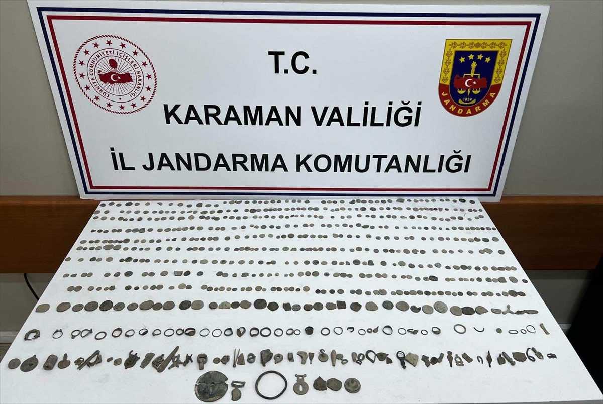 Karaman'da tarihi eser operasyonunda 2 şüpheli yakalandı