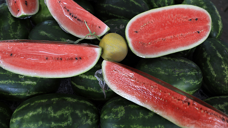 Karpuz tezgahlarda Fiyatı nedeniyle dilimle satılıyor