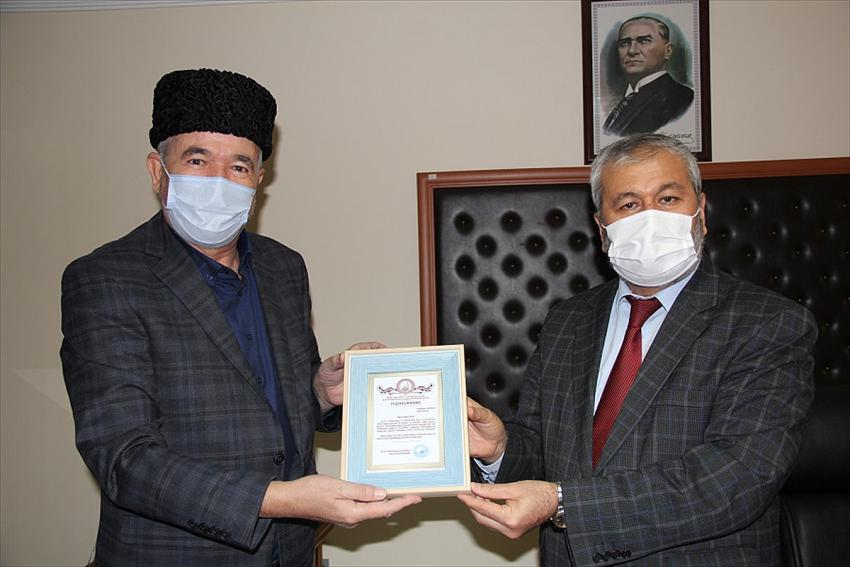 Kırım Müftülüğünden Seydişehir Müftülüğüne teşekkür belgesi