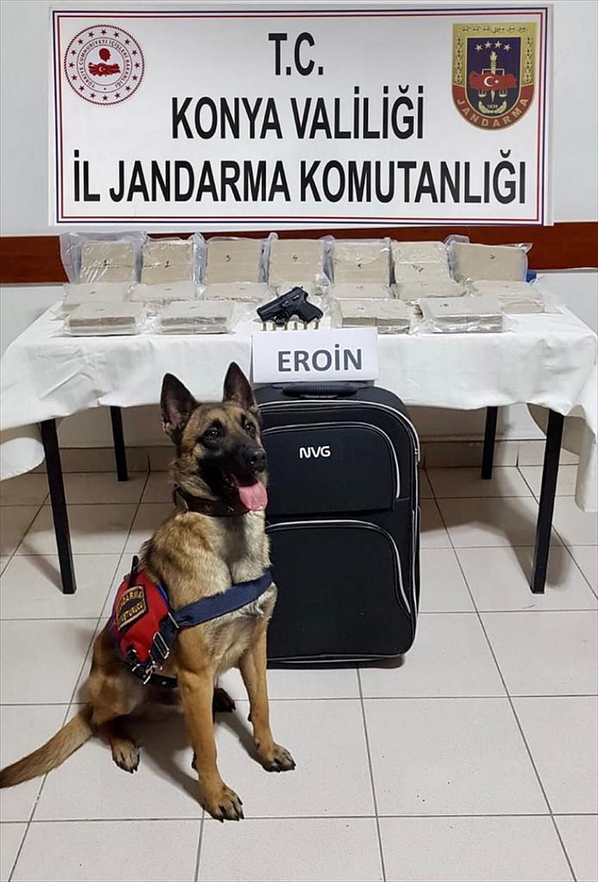 Konya'da 18 kilo 336 gram eroin ele geçirildi