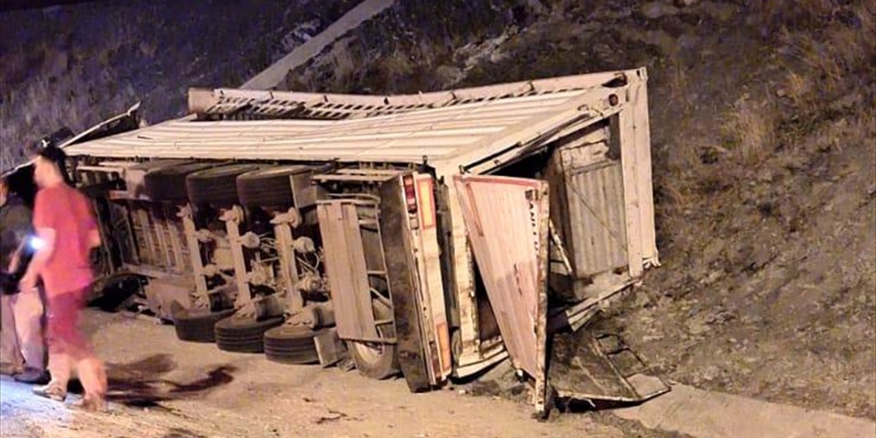 Konya’da büyükbaş hayvan yüklü TIR devrildi