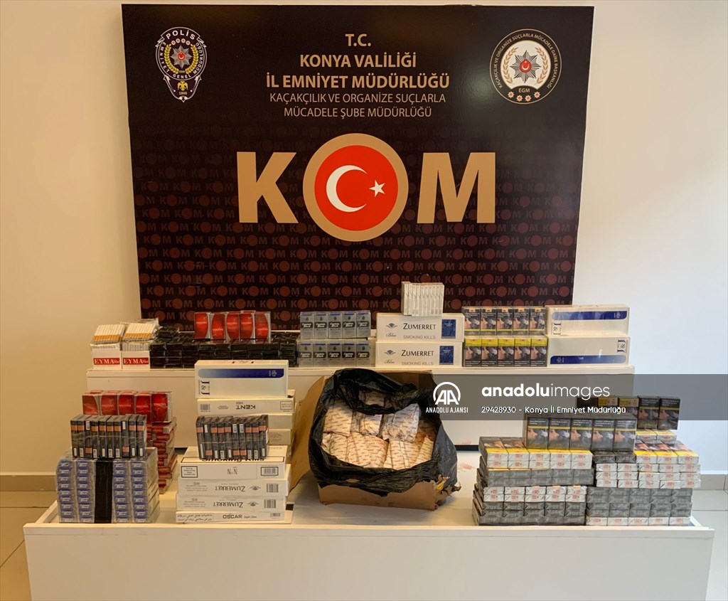 Konya'da gümrük kaçağı tütün ve sigara ele geçirildi