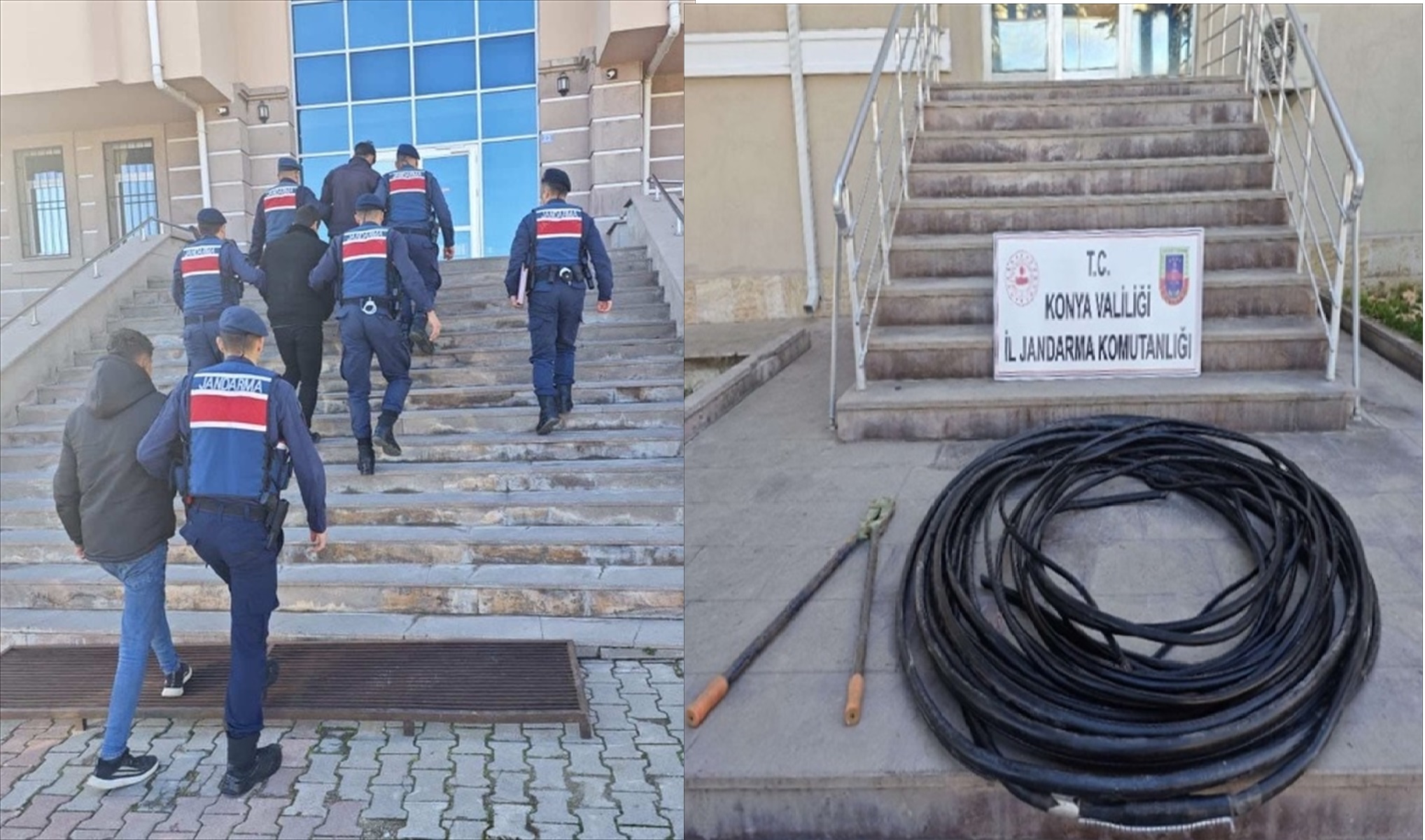 Konya'da kablo hırsızlığı yaptıkları iddiasıyla 3 şüpheli tutuklandı