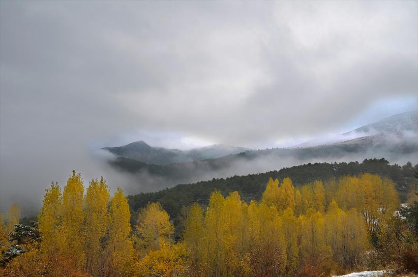 Konya’da kar yağışı ve sis sonbahar renkleriyle güzel görüntüler oluşturdu