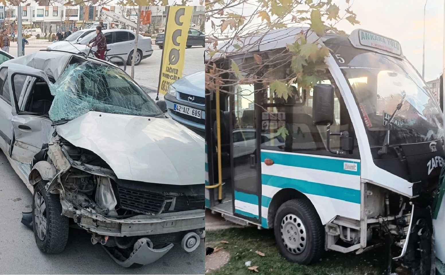 Konya'da minibüs ile otomobilin çarpıştığı kazada 7 kişi yaralandı